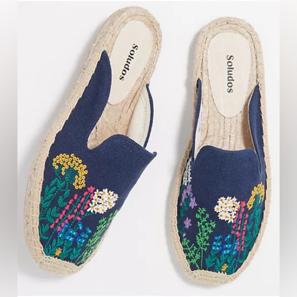 Soludos Embroidered Wildflower Espadrille Mule Slides - Picture 1 of 7